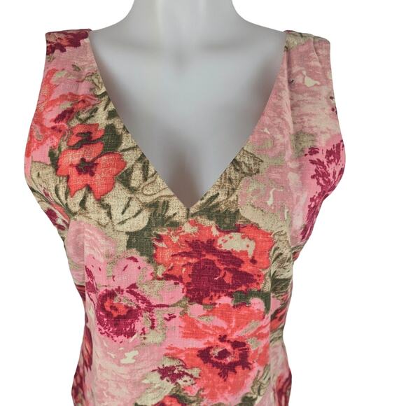 Talbots Stunning Sleeveless Floral Knee Length Women's Dress 14 - Picture 2 of 6